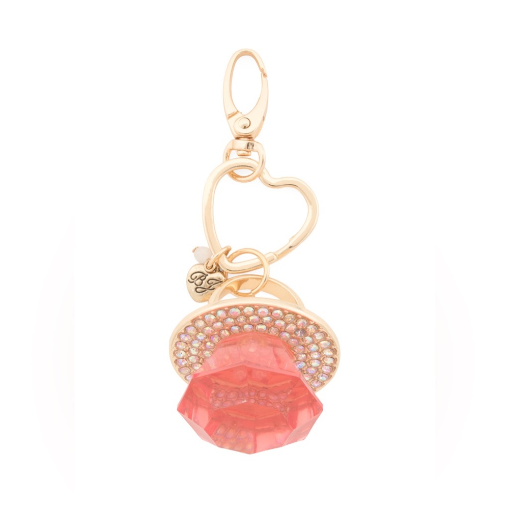 Betsey Johnson Pink and Gold Heart Keychain